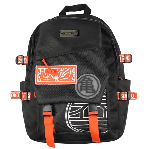 Dragon Ball Z Travel Backpack with Kanji Symbols - Padded Tech Pocket, Durable Polyester