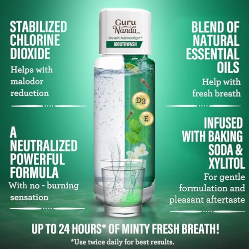 GuruNanda Dual Chamber Fresh Breath Mouthwash 3-Pack - Mint Xylitol 20 fl oz each
