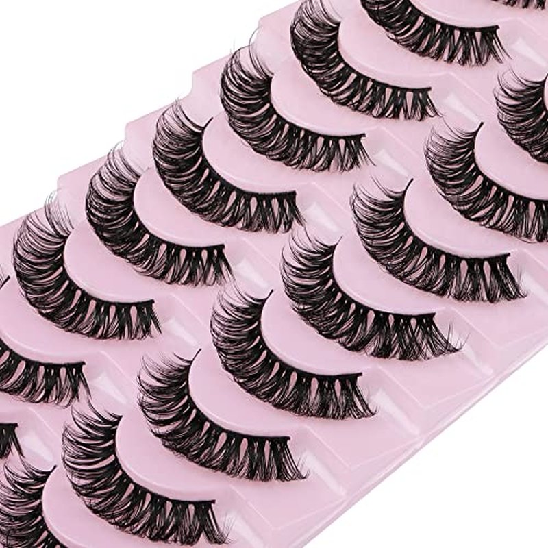 Eyelashes Russian Strip Lashes D Curly False Eyelashes Wispy Natural Cat Eye False Lashes Look like Eyelash Extensions 10 Pairs by Yawamica (Pack of 2)