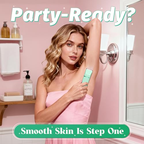 Bikini Trimmer for Women, IPX7 Waterproof, Painless Rechargeable Electric Razor Remover, 2-in-1 Facial & Pubic Hair Removal for Sensitive Skin, Portable Travel Size, Women¡¯s Gift, Green