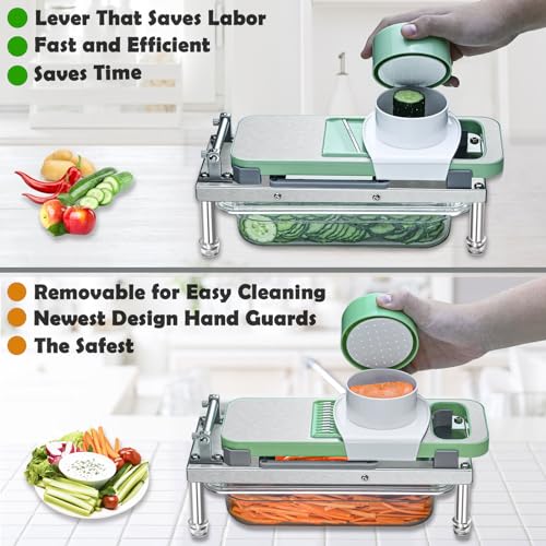 Moeuonb All-in-1 Vegetable Chopper with 8 Blades - Food Slicer & Dicer, Salad & Onion Chopper, Potato French Fry Cutter, Stainless Steel