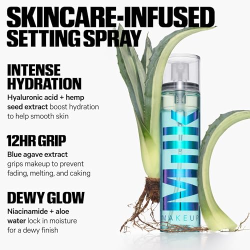 Milk Makeup Hydro Grip Set + Refresh Spray with Hyaluronic Acid ? Sets Makeup + Hydrates Skin for Up to 12 Hours ? Long-Lasting, Alcohol-Free Facial Mist for Dewy, Radiant Skin