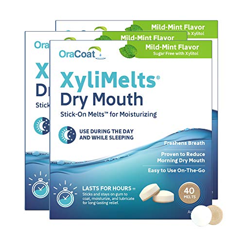 XyliMelts Dry Mouth Relief Discs - 40 Count Pack of 3, Mild Mint