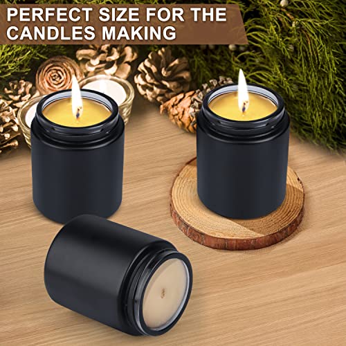 4 Pack 3.4 oz Black Glass Cream Jar,Empty Frosted Round Jar Pot with Plastic Lids,Inner Liner Travel Storage Jar Container for Lotion, Eyeshadow,Moisturiser,gel,Body Butters