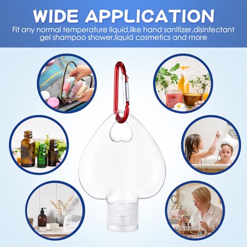 100 Pcs Travel Bottles with Keychain 2oz Heart-Shaped Empty Containers