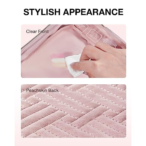 BAGSMART TSA Approved Toiletry Bag, 2 Pack Clear Makeup Cosmetic Bag Organizer, Quart Size Travel Bag for Toiletries, Carry-on Travel Accessories Essentials - Pink