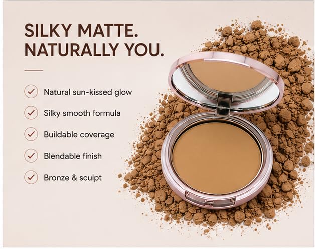 Girlactik Matte Bronzer Powder - Buildable Contouring & Natural Finish, Cabo Fair, 9g