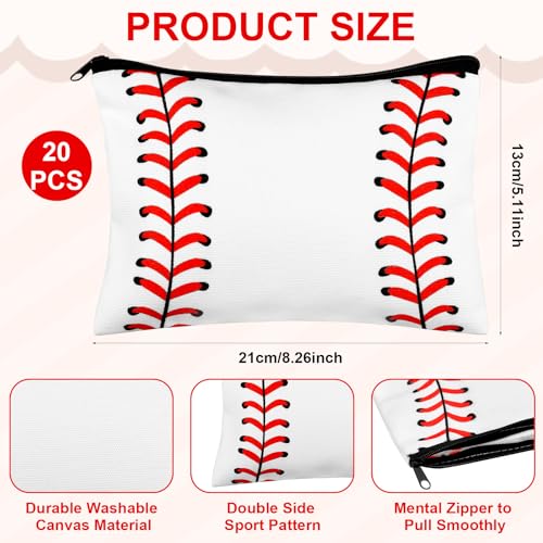 40 Baseball Makeup Bags Mirror Bulk Sport Team Gifts Baseball Cosmetic Bag Accessories for Women Toiletry Zipper Pouch Travel Canvas Gifts Stuff for Party Team Players Lover