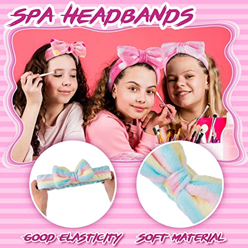Xuhal 36 Pcs Spa Party Supplies for Girls 12 Kimono Robe V Neck Bathrobe 12 Soft Spa Headband 12 Disposable Foam