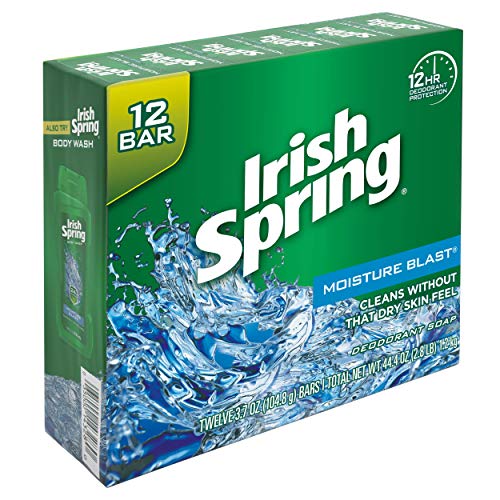 Irish Spring Moisture Blast, Moisturizing Bar Soap, 3.7 Ounce, 12 Bar Pack