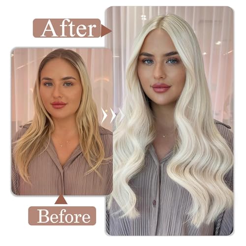 Clip in Hair Extensions 16 Inch Platinum Blonde Remy Human Hair - #60A
