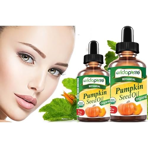 MYVIDAPURE Organic PUMPKIN SEED OIL Certified Organic WILD GROWTH RAW Pure EXTRA VIRGIN UNREFINED for Skin, Face, Body, Hair and Lip Care (1 Fl Oz)