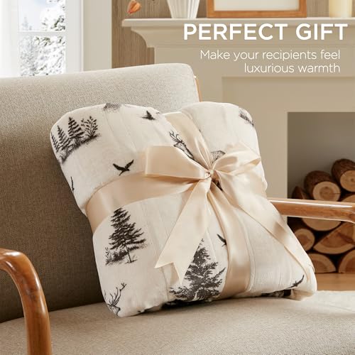 50x60 Electric Heated Woolrich Sherpa Plush Blanket with Deer Pattern - Cozy Warm Layer