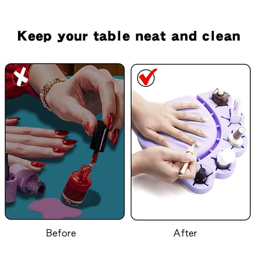 Anti Spill Free Tilt Nail Polish Bottle Holder, Home Fingernail Polish Stand Arm Rest Pad,Art Tool Nail Paint Tech Mat Polish Bottle Organizer Manicure Accessories