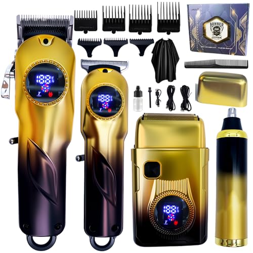 Professional Hair Clippers for Men - Hair Clippers & Hair Trimmer & Beard Trimmer and Nose Hair Cutter, Hair Cutting Kit with LCD Display Clippers for Men Father