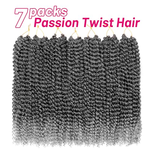 Dorsanee Passion Twist Hair 18 Inch - Water Wave Crochet Hair, 7 Packs, #Tgray