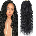 18 Inch Faux Locs Crochet Hair - Soft Wavy Locs with Curly Ends, 8 Packs of 1B