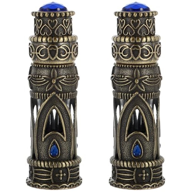 Beaupretty Dubai Perfume Bottle Empty Glass Refillable Vintage Style Perfume Storage Bottle 3.14X1.88X0.94 Inch Middle East Attar Container for Essential Oils