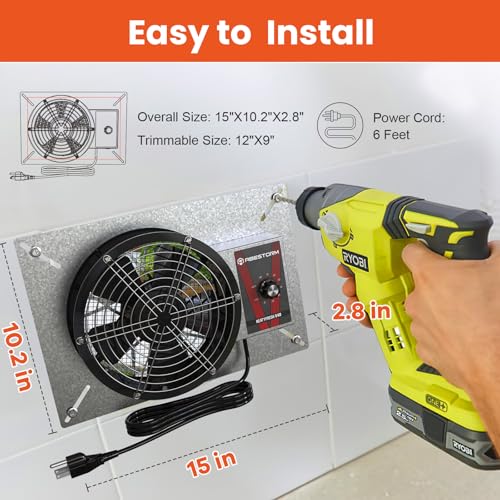 Abestorm 8.7 Inch Crawlspace Ventilation Fan with Humidistat 540 CFM for Basement & Attic