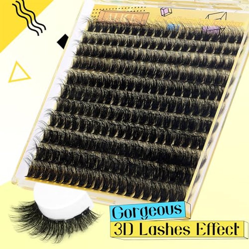 ALICE Lash Clusters Kit Lash Extension Kit Thick Volume 3D Wispy DIY Eyelash Extension Kit with 220Pcs Mink Look Individual Lashes, Lash Bond and Remover,Tweezers(10-16mm,0.05D)