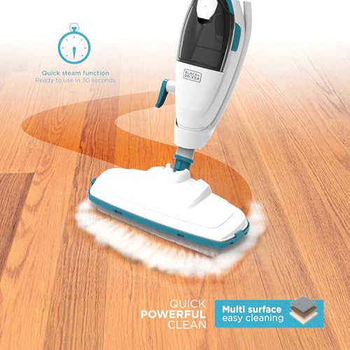 2-in-1 Steam Mop & Handheld Steam Cleaner - White/Blue, 1500W, Fast Heat-Up, 13 Accessories