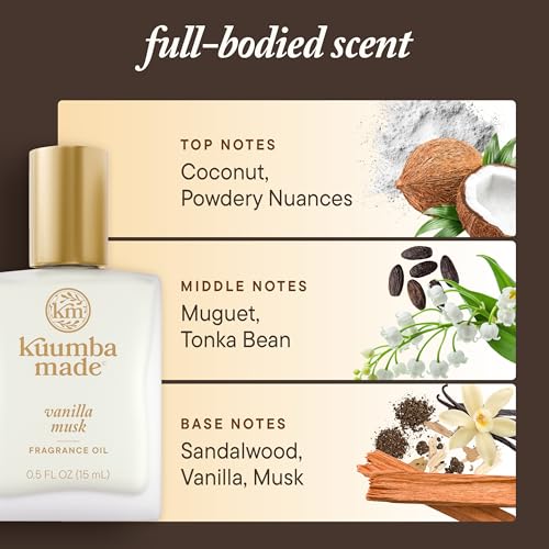 Vanilla Musk Fragrance Oil Roll-On - Alcohol-Free, 0.5 Fl Oz - Kuumba Made (Pack of 1)