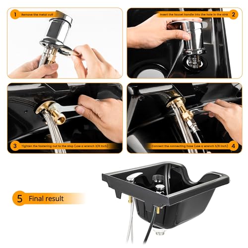 Salon Shampoo Bowl Faucet and Sprayer Kit with Vacuum Breaker - Chrome Finish - Faucet and Sprayer Kit