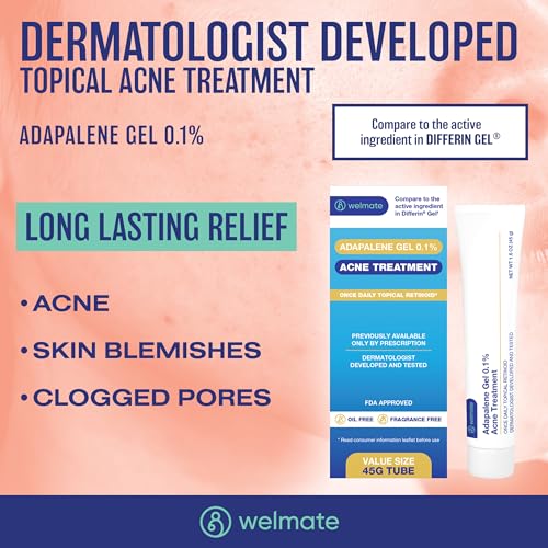 Adapalene Gel 0.1% Acne Treatment 1.6oz Pack of 2 – Over-the-Counter Retinoid