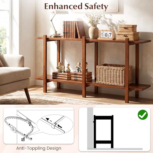 Giantex 2-Tier Wooden Bookshelf - 48 Inch Modern Console with Wide Storage Shelf