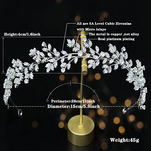 Jorsnovs E-Silver Bridal Headpiece with Cubic Zirconia for Wedding & Special Occasions