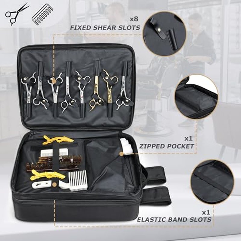 Barber Bag with Detachable Tray, 16.8-in Travel Backpack for Clippers and Supplies, Large Capacity Hairdresser Bag with Adjustable Dividers for Hair Cutting Tools
