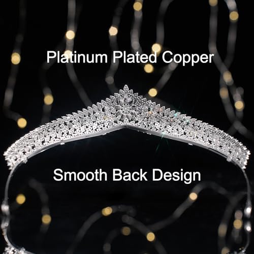 Silver Cubic Zirconia Wedding Tiara for Bride & Prom Queen - Small, Elegant Headpiece with Sparkling Stones - Variation Silver 2