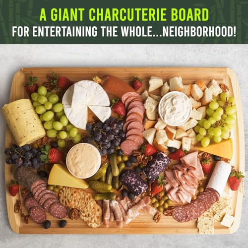 Two-Tone Large Wooden Cutting Board 30x20 Inches - Extra Large Carving & Serving Board