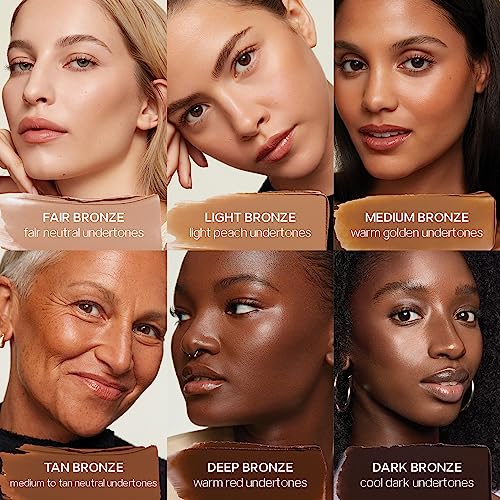 Saie Sun Melt Duo - The Big Brush - Soft, Multi-Use Liquid + Cream Makeup Brush With Synthetic Bristles Bundled With Sun Melt Bronzer in Light Bronze - Buildable Cream Contour, Velvet Finish (1 oz)