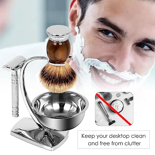 Linkidea Stainless Steel Razor & Brush Stand with Shaving Bowl for Gillette Vector 3