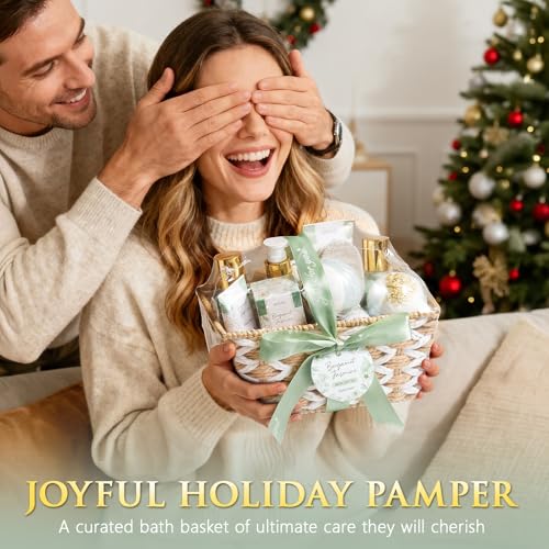 Birthday Gifts for Women, Bergamot Jasmine Relaxing Spa Gift Baskets for Women Self Care Package Bath Gift Set, Home Bath and Body Kit Pampering Easter Gifts for Womens Her Mom Friends Sister Wife