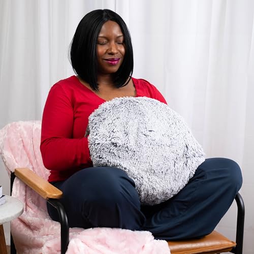 Gray Weighted Hug Pillow with Hand Pocket - 17 Inch, 10 lb Sensory Relaxation Cushion