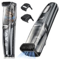 Advanced Vacuum Beard Trimmer for Men: Vacuum Mustache Trimmer with Precision Knob, Adjustable 20mm Length Settings, 2 Combs, IPX6 Waterproof-Rechargeable Vacuum Trimmer for Beard, Black