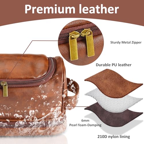 Personalized Leather Toiletry Bag for Men - Monogrammed Travel Organizer, Variation M