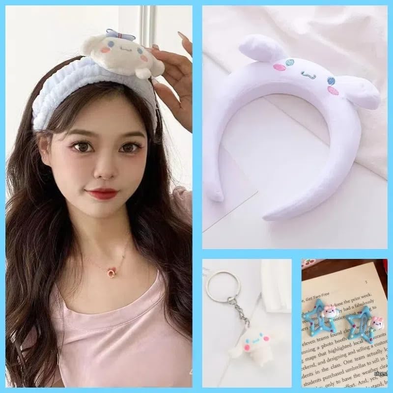 WINBBY 117Pcs Kawaii Cute Stuff Gifts Set Include Headband,Pouch, Hair Band, Hair Ties & Clips,Hairpin, Stickers,Necklace,Bracelet, Keychain(Blue)