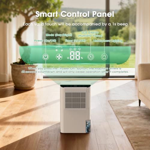 Onsekin Small Dehumidifier for Home & Basement, 2000 Sq.Ft, 2.5L Tank, Drain Hose, Sleep Mode