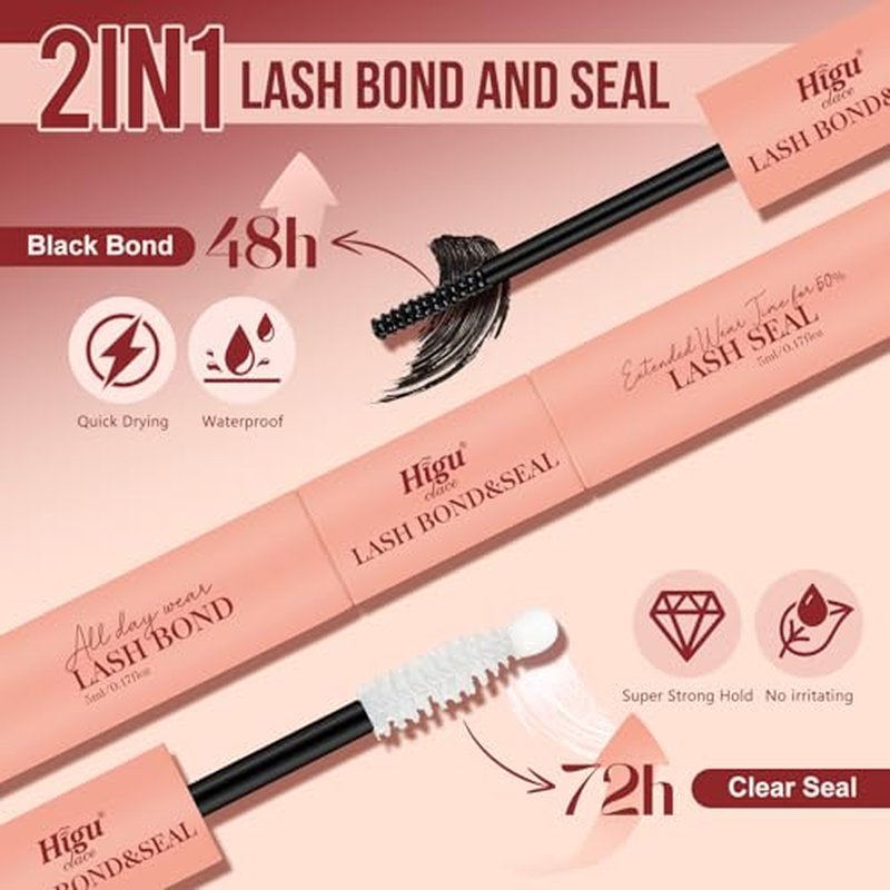Higu clace Wispy Lash Clusters Kit, 120PCS Natural Lashes Clusters Kit with Lash Bond and Seal, C Curl Wispy Cluster Eyelash Extensions Natural Look with Clear Band Comfort Easy to use for Beginners