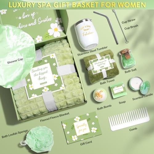 Self Care Gifts for Women, Get Well Soon Gifts Basket Care Package, Birthday Gifts Box for Women, Relaxing Bath Spa Gifts Set, Thinking of You Surgery Recovery Gift for Her Mom Girl Friend Sister Wife