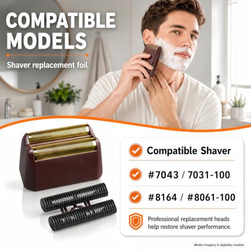 Shave Replacement Head Set - Red 2 Pack for Wahl 7031-100/7043-100 Foil & Cutter