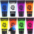 Blue Squid UV Body Paint, Blacklight Glow Makeup Kit, Fluorescent Face Paints, 8 Neon Body Paint Colors, Mini UV light, Neon Body Paints Adults & Kids