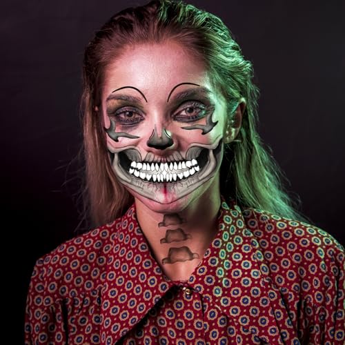 Classic Skull Temporary Face Tattoo Halloween Costume for Men and Women