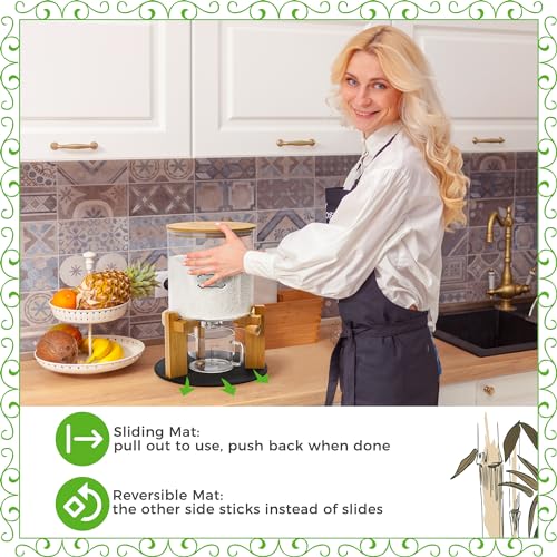 Glass and Bamboo Rice Dispenser 10 lbs with Airtight Seal & Labels