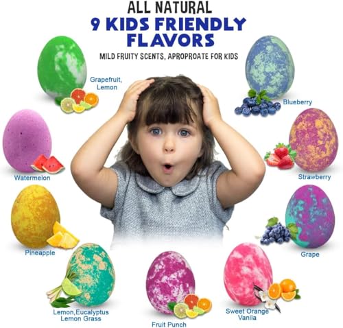 Kids Bath Bombs with Surprise Dinosaur Toys - Organic Shea & Essential Oils