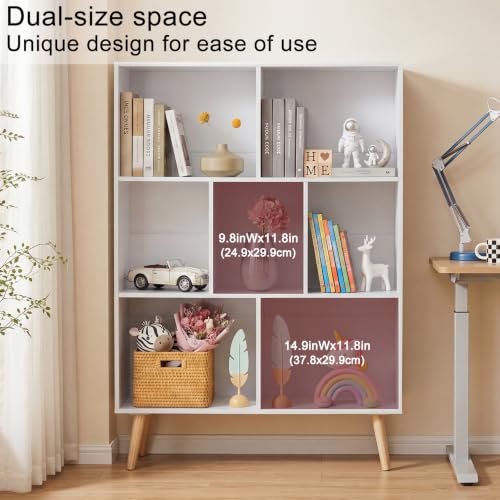 White 3-Tier Cube Bookshelf - 80cm Modern Storage Organizer for Living Room