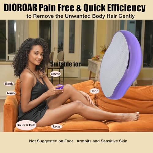 Crystal Hair Eraser,Upgrade Crystal Hair Remover,Physical Nano Glass Hair Removal Device,Painless Epilator and Exfoliator Without Shaver for Quick Soft Silky Skin(Violet)